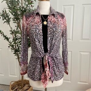 Chic Animal Print "Cardigan Tunic" Blouse, Ties in Front